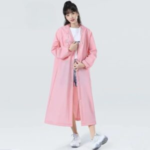 เสื้อกันฝนผู้ใหญ่ แบบบาง น้ำหนักเบา ทนทาน สีชมพู