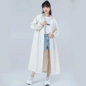 เสื้อกันฝนผู้ใหญ่ แบบบาง น้ำหนักเบา ทนทาน สีขาว