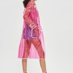 เซ็ทเสื้อกันฝนครึ่งตัว ทำจากวัสดุอย่างดี สำหรับสุภาพสตรี โปร่งใส สีชมพู