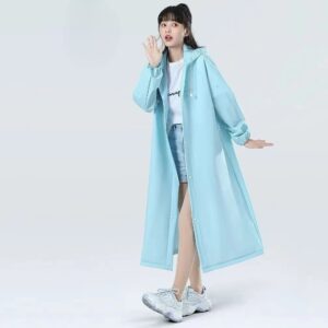 เสื้อกันฝนผู้ใหญ่ แบบบาง น้ำหนักเบา ทนทาน สีฟ้า