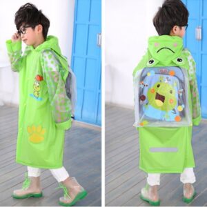 เสื้อคลุมกันฝนสำหรับเด็ก สีเขียวลายการ์ตูน