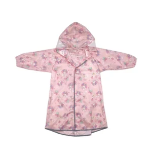 เสื้อคลุมกันฝนสำหรับเด็ก สีชมพูลายการ์ตูนลูกแมว