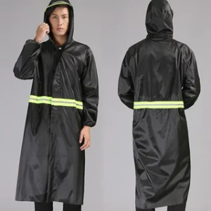 ชุดกันฝนสำหรับขับผู้ขี่มอเตอร์ไซค์ สำหรับผู้ชาย สีกรม คาดเหลือง มีแถบสะท้อนแสงป้องกันอันตราย