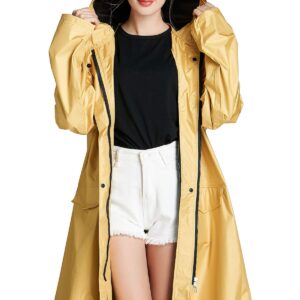 เสื้อกันฝนแบบยาว ผู้หญิง สีเหลืองมัสตาร์ด